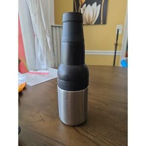 Asobu Bottle Can Cooler With Opener Top Insulated Dbl Wall Stainless SilverBlack